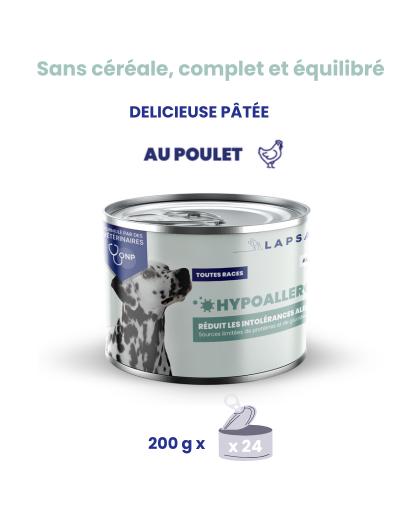 Mousse Humide pour chien adulte HYPOALLERGENIQUE - Poulet - 24x200g